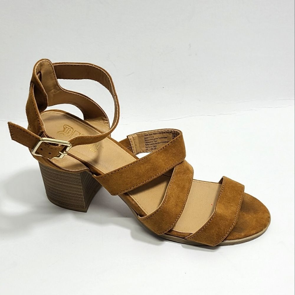 Brash Block Heel Brown Sandals Size 8